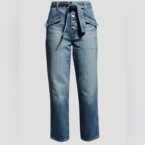 Veronica Beard Rinley High Rise Belted Straight Leg Crop Jeans